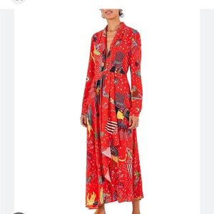 Farm rio carnival long sleeve maxi dress red xs